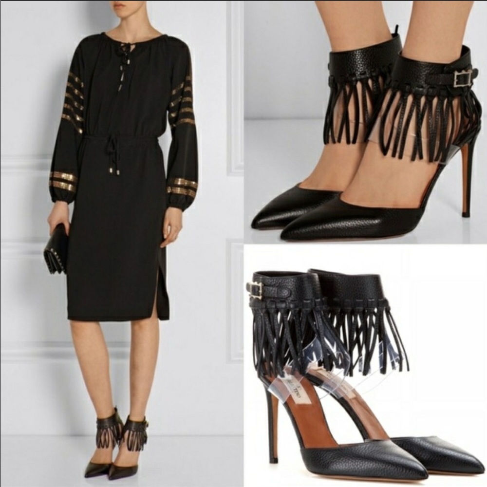 Valentino Gavrani Illusion Fringe Ankle-Wrap Pump - Picture 2 of 8
